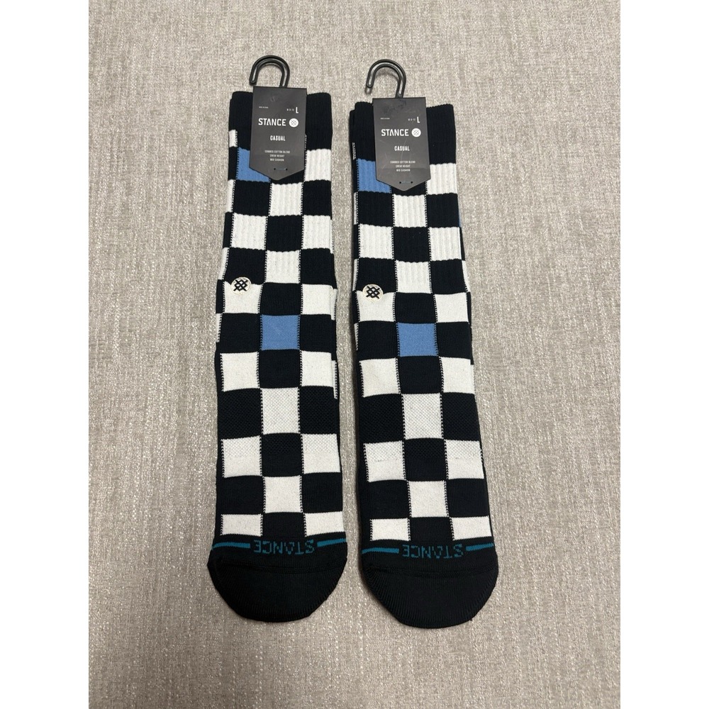 2 Pack Stance Combed Cotton Casual Socks Crew Mid-Cushion Large (9-13) Checkered
